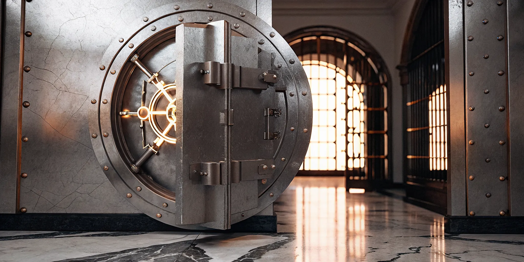 Secure bank vault door with warm gold light, representing protected high-value 1031 exchange funds